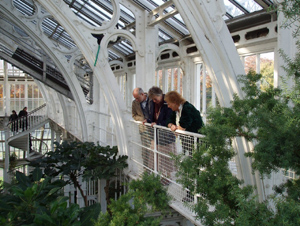 Adrian and Ann Harrison, with Angela Nazzani on the gallery of the Temperate House